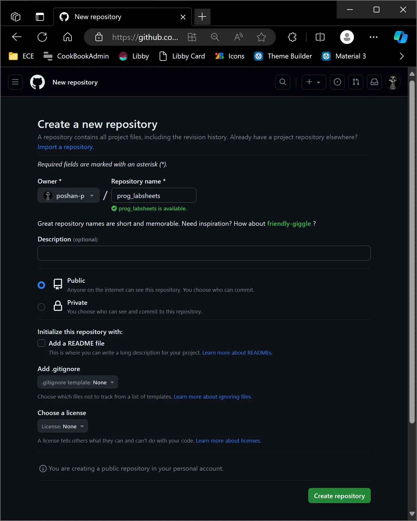 Creating GitHub repository Creating GitHub repository