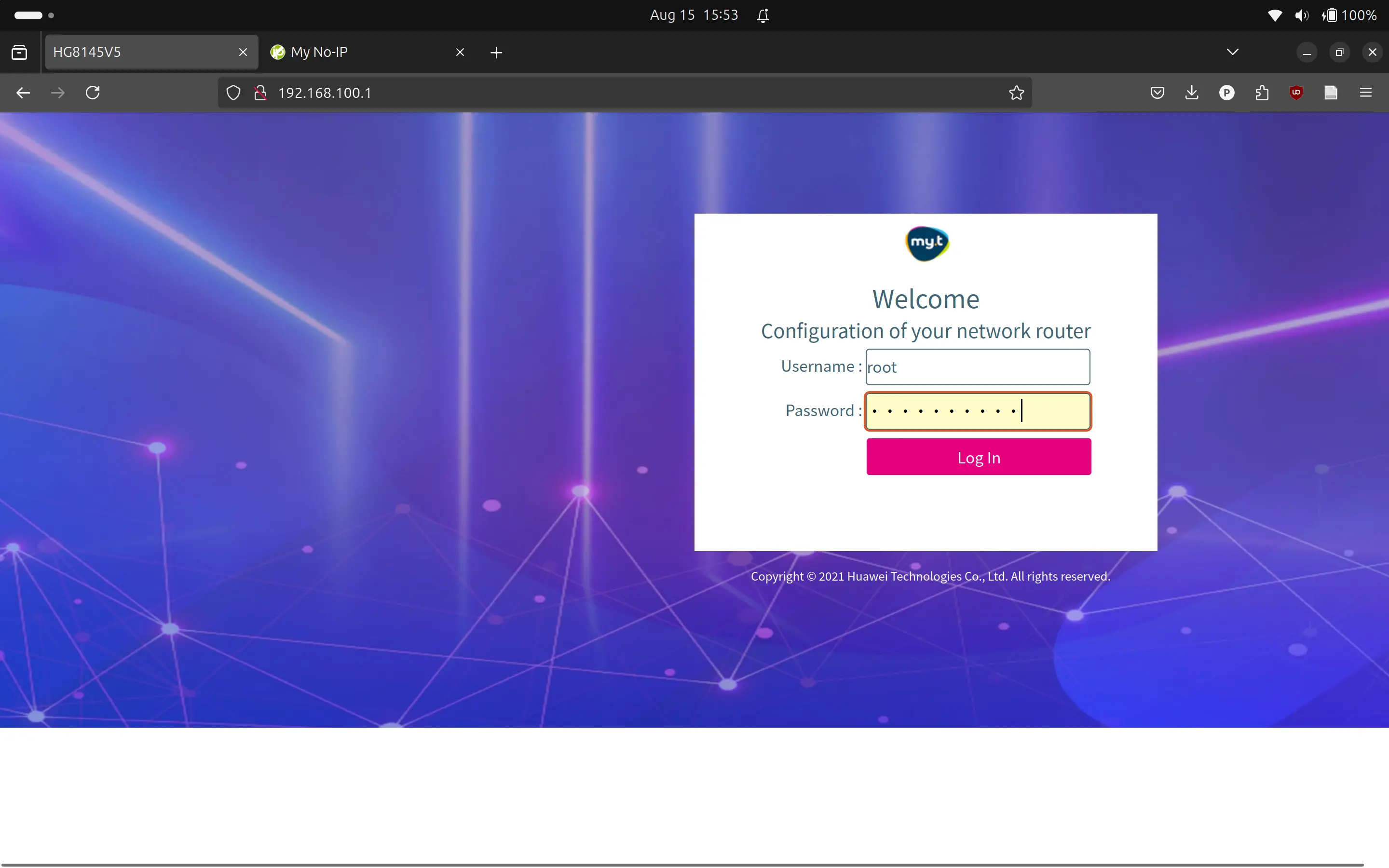 Router's configuration page